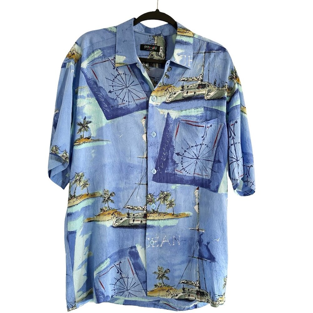 Vtg Jams World Shirt Mens M Hawaiian Catamaran Paradise Islands